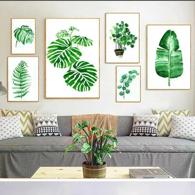 Новые зеленые листья растений скандинавский маленький свежий стиль Сочетание