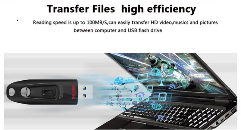 Двойной Флеш-накопитель SanDisk CZ48 USB3.0 флеш-накопитель 256 ГБ флэш-накопитель 128GB флэш-карта памяти 64 Гб оперативной памяти, 32 Гб встроенной памяти, 16 Гб флэш-накопитель чтения 100 МБ/с. USB ключ для ПК