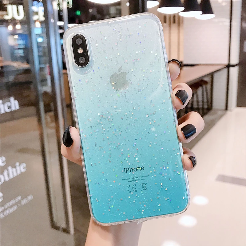 Роскошный блестящий чехол для телефона iPhone 7 8 6 6S Plus X XS Max XR 11 Pro Блестящий Мягкий