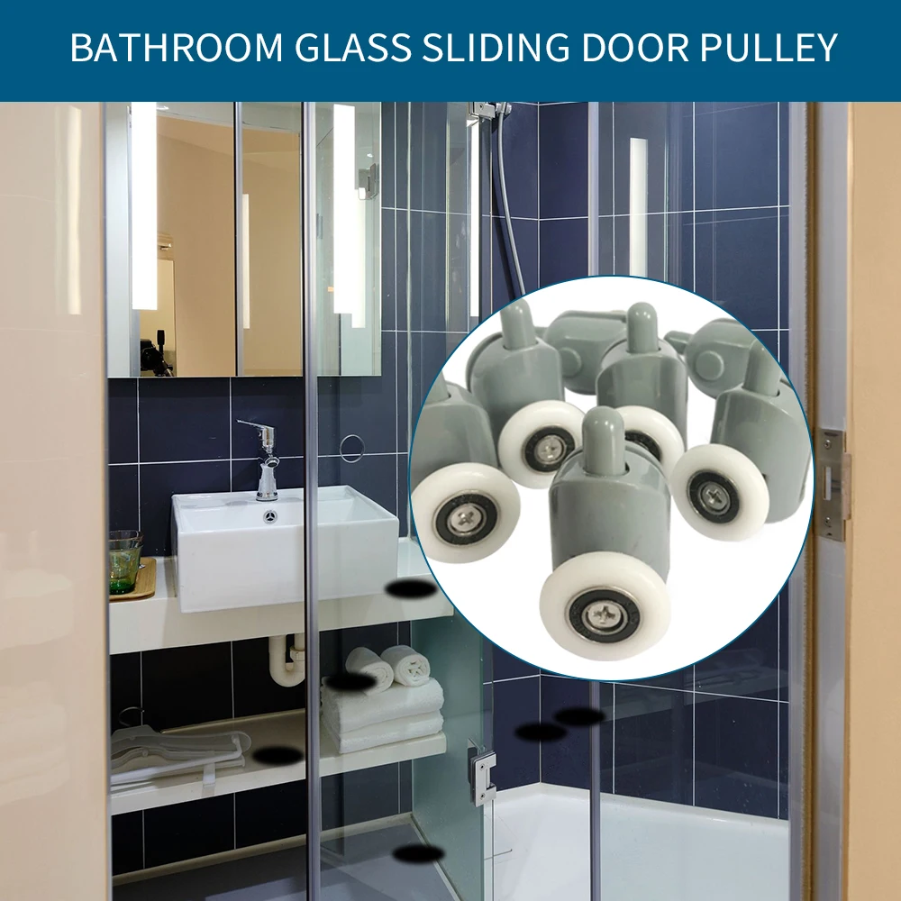 

Shower Door Rollers Pulleys Guides Sliding Shower Door Accessories Bathroom Sliding Door Pulley Shower Room Hanging Wheel