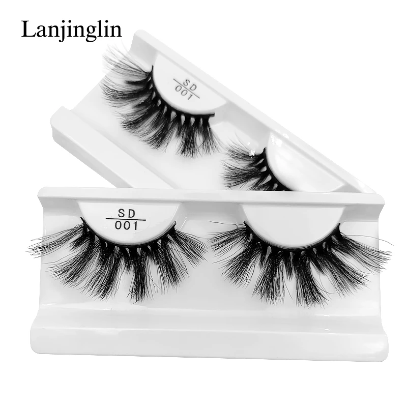 

LANJINGLIN 1pair 25mm Mink Lashes Wispy Fluffy Natural Long Dramatic Volume Eyelashes Extension False Eyelashes Makeup Tools