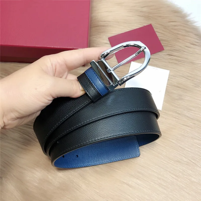 

Luxury brand new belt leather lychee grain head leather double-sided fashion pin buckle business casual pants belt