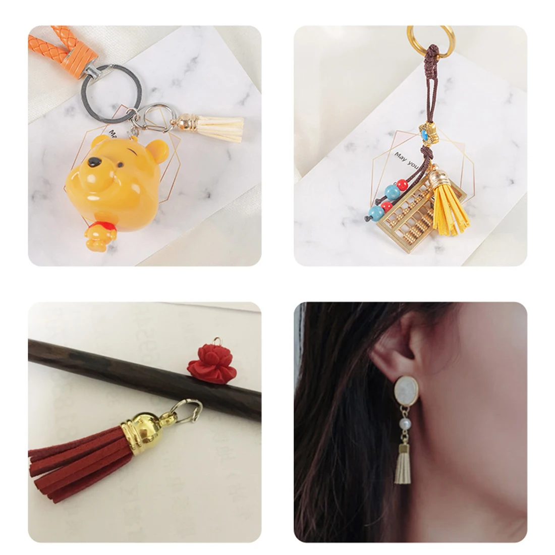 

Leather Tassel Pendants Faux Suede Tassel with Caps for Key Chain Straps Cellphone DIY Accessories, 27Colors 38 mm