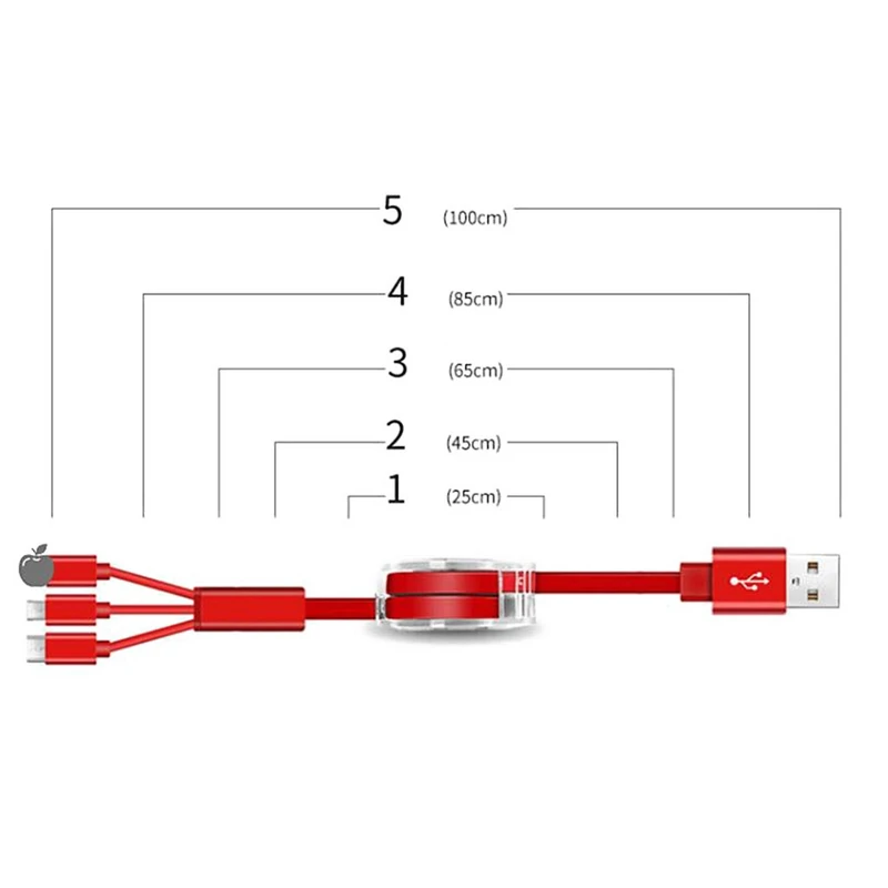 Выдвижной зарядный кабель с несколькими USB-портами Шнур Micro USB Type-C для Samsung