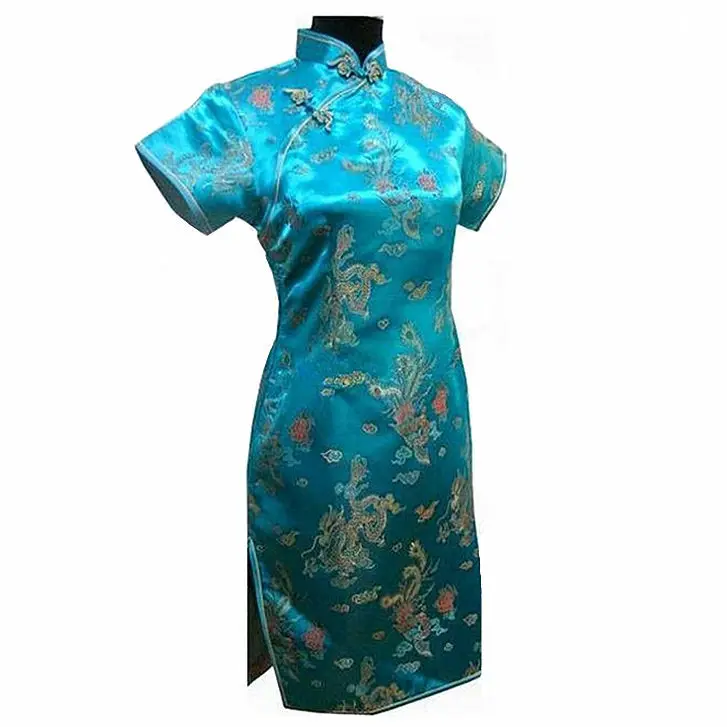 Vintage Chinese style Mini Cheongsam New Arrival Women's Satin Qipao Red Summer Sexy Party Dress Mujer Vestidos S-6XL