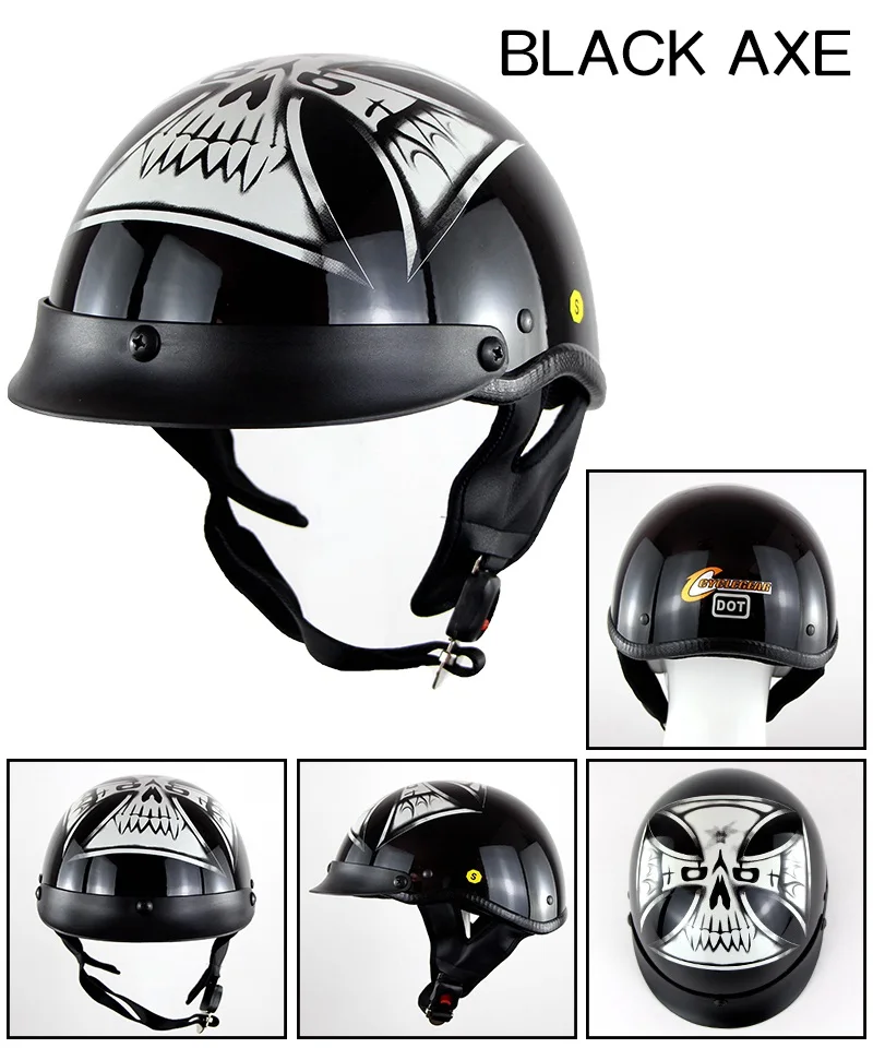 Мото rcycle шлем электрический автомобиль capacete casco мото мопед шлем призрак голова Половина велосипед мото крест шлем хищника - Цвет: BLACK AXE