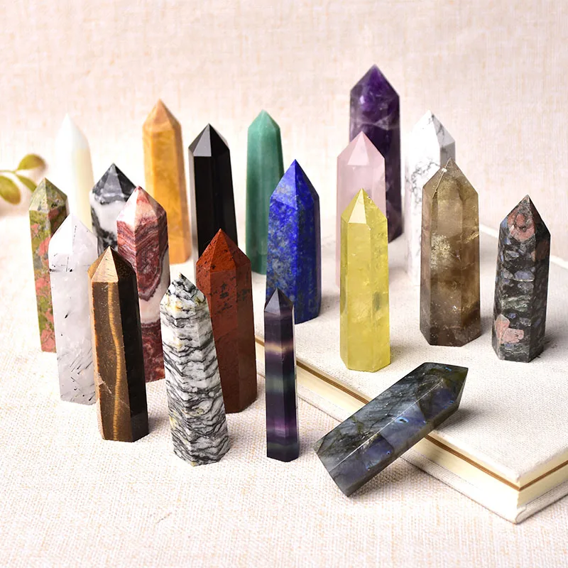 

30 Color Natural Stones Crystal Point Wand Amethyst Rose Quartz Healing Stone Energy Ore Mineral Crafts Home Decoration 1PC