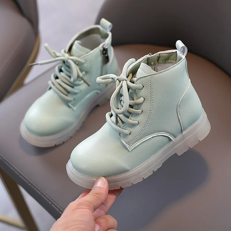 

Girls Martin boots 2020 autumn and winter new boys' single boots kids candy colors transparent sole British style short boots