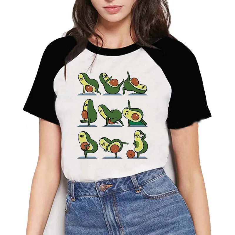 Kawaii Avocado Cartoon Harajuku T-shirt Women Funny Cute Anime Vegan Tshirt Grunge Aesthetic 90s T Shirt Graphic Top Tees Female