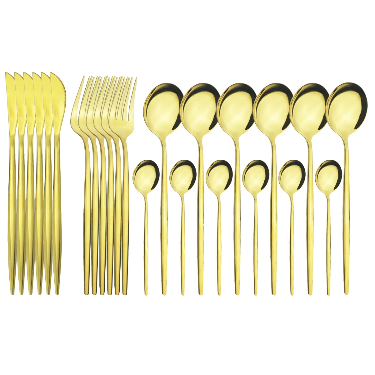 24 шт./компл. набор золотых столовых приборов нож вилка чайная ложка столовая