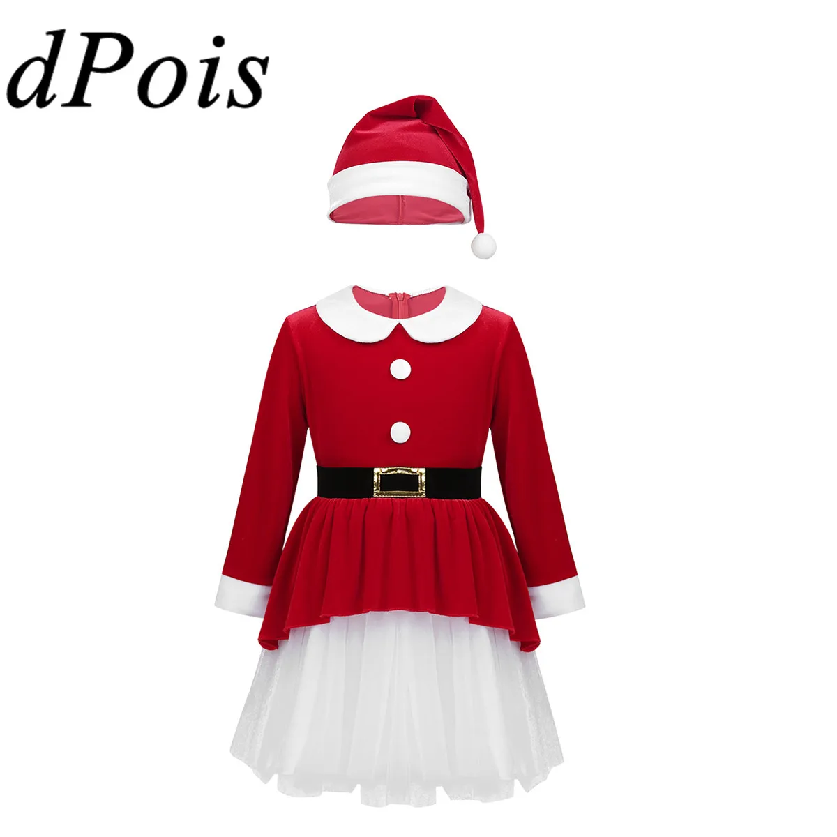 DPOIS одежда для маленькой девочки Рождественский комплект Санта Клаус костюм