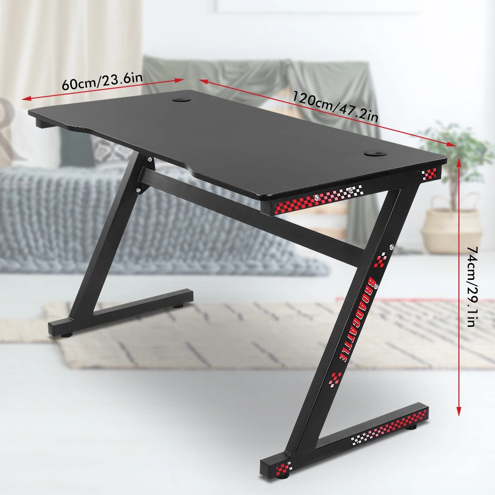 

120cm Gaming Desk Ergonomic Z Shape Stable Gaming Table Computer Desk for Gaming Monitor Keyboard