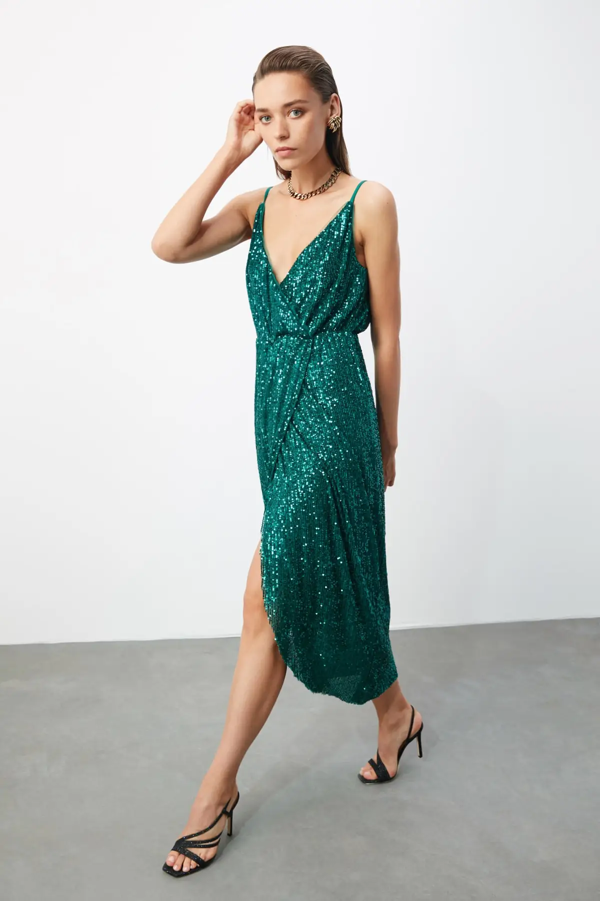 Платье с блестками TPRSS19FZ0516|Женские платья| |