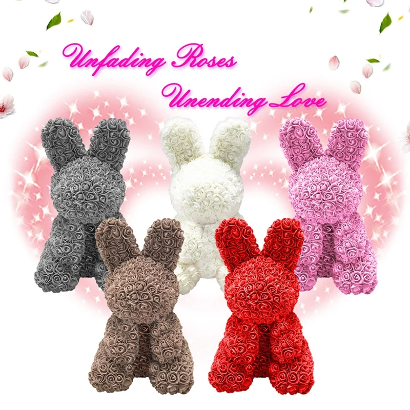 40cm Valentine Rose Rabbit Artificial Flower Gift For Girlfriend Birthday Wedding Party Anniversary Home Decor Red Pink | Дом и сад