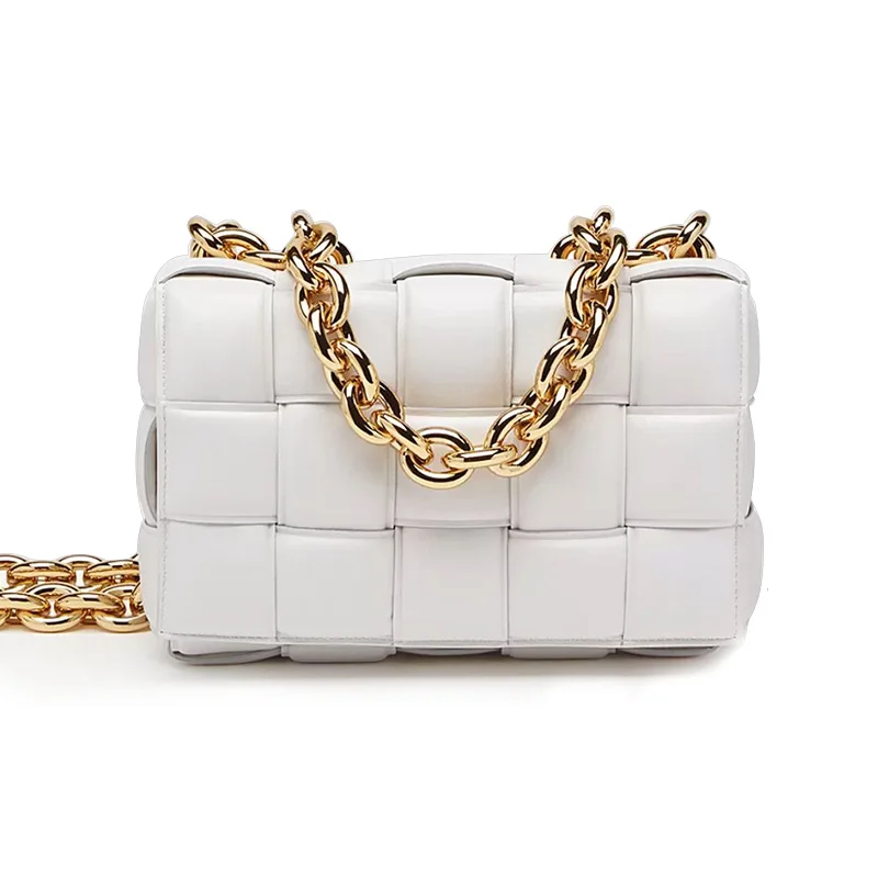 

2020 New Leather Women's Bag Fashion Chain Pillow Pack Woven Solid Color Crossbody One Shoulder Handbag D371