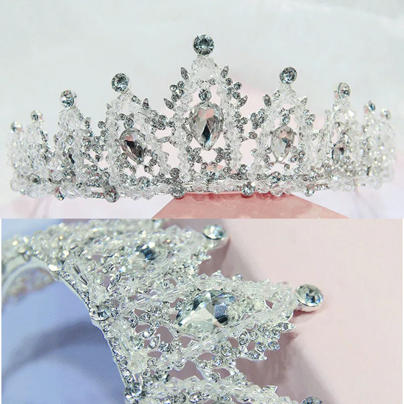 

Crystal Princess Tiara For Girls Birthday Prom Party Girls Tiara Infantil Baby Crown Silver hair accessories for baby girls