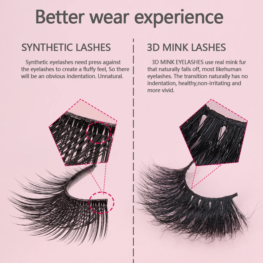 

Beeos K Style Real Mink Eyelashes With Boxes Fluffy Soft False Lashes Cruelty Free Handmade Beauty Makeup Eyelash Extension Tool