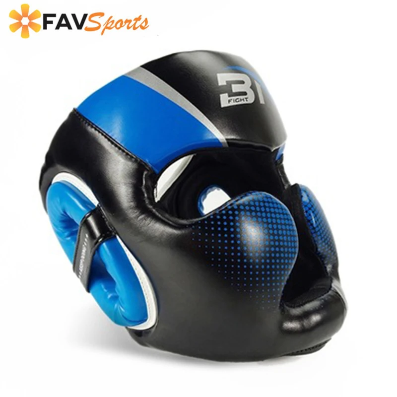 Полностью покрытый боксерский шлем Муай Тай искусственная кожа тренировочный