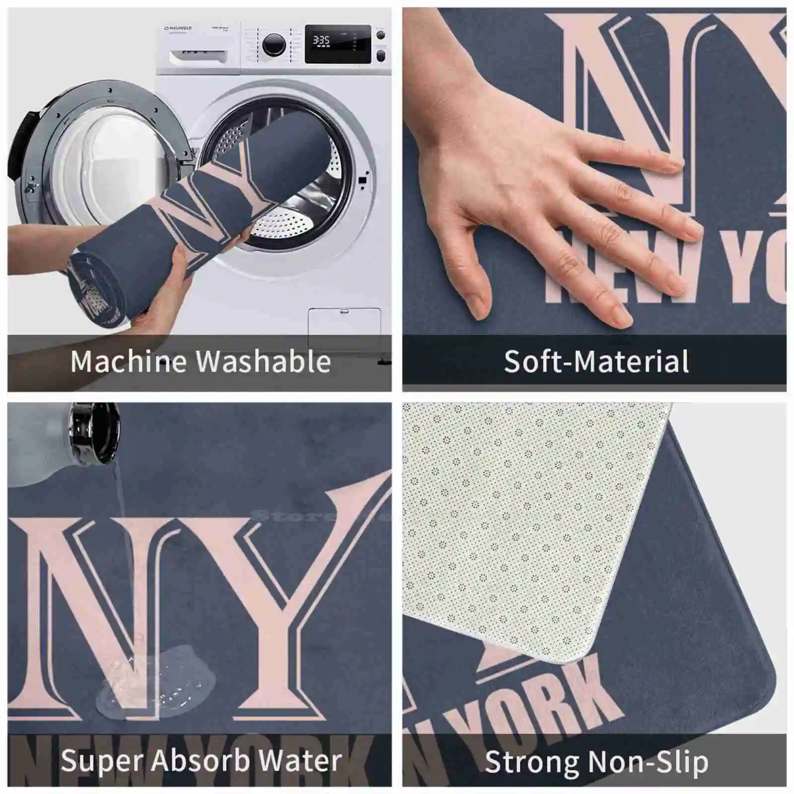 Розовый дверной коврик Нью-Йорк подставка для ног домашний Nyc штат США город