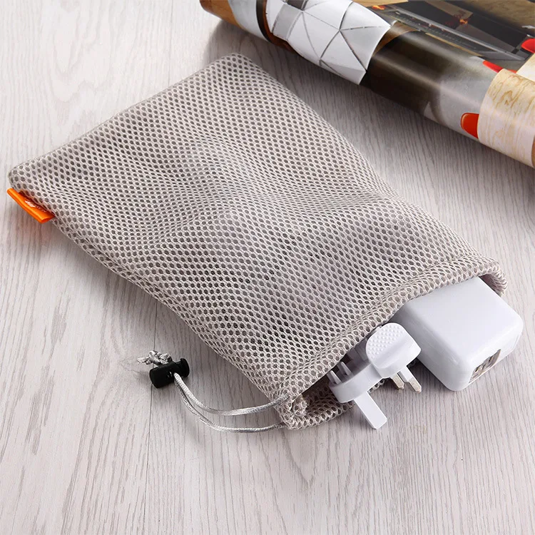 

1/2pcs Nylon Drawstring Storage Bag Multi-Functional Mesh Mobile Phone Data Cable Charger Storage Pouch Bag Portable Organizer