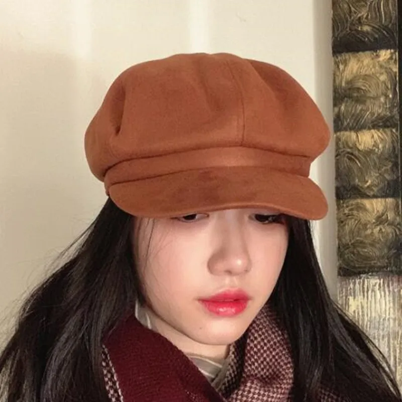 SHALUOTAOTAO Модные женские шапки осень-зима модные замшевые кепки газетчика Снэпбэк