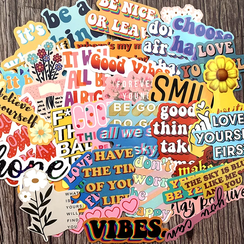 Pegatina con frases motivacionales para port&aacute;til, pegatinas de grafitis para bricolaje, sala de estudio, &aacute;lbum de recortes, 40 Uds., 2021-3