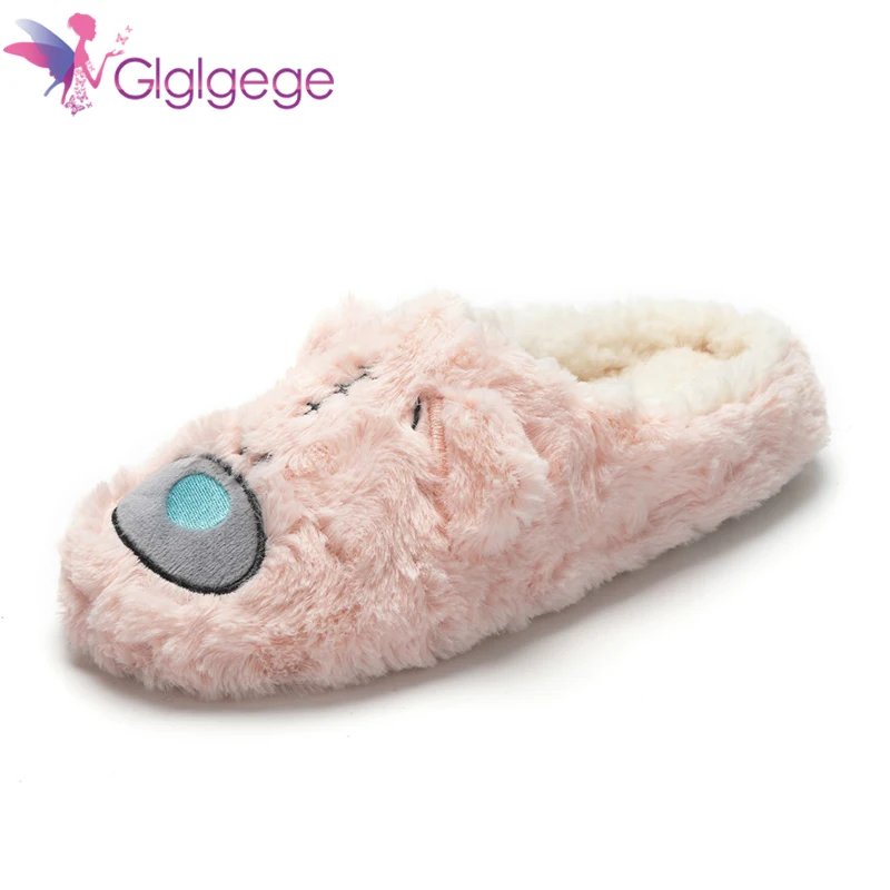 

Glglgeg Women Indoor Slippers Cartoon Style Soft Plush Lovers Home Cotton Slides Winter Shoes Woman Men House Floor Warm Slipper