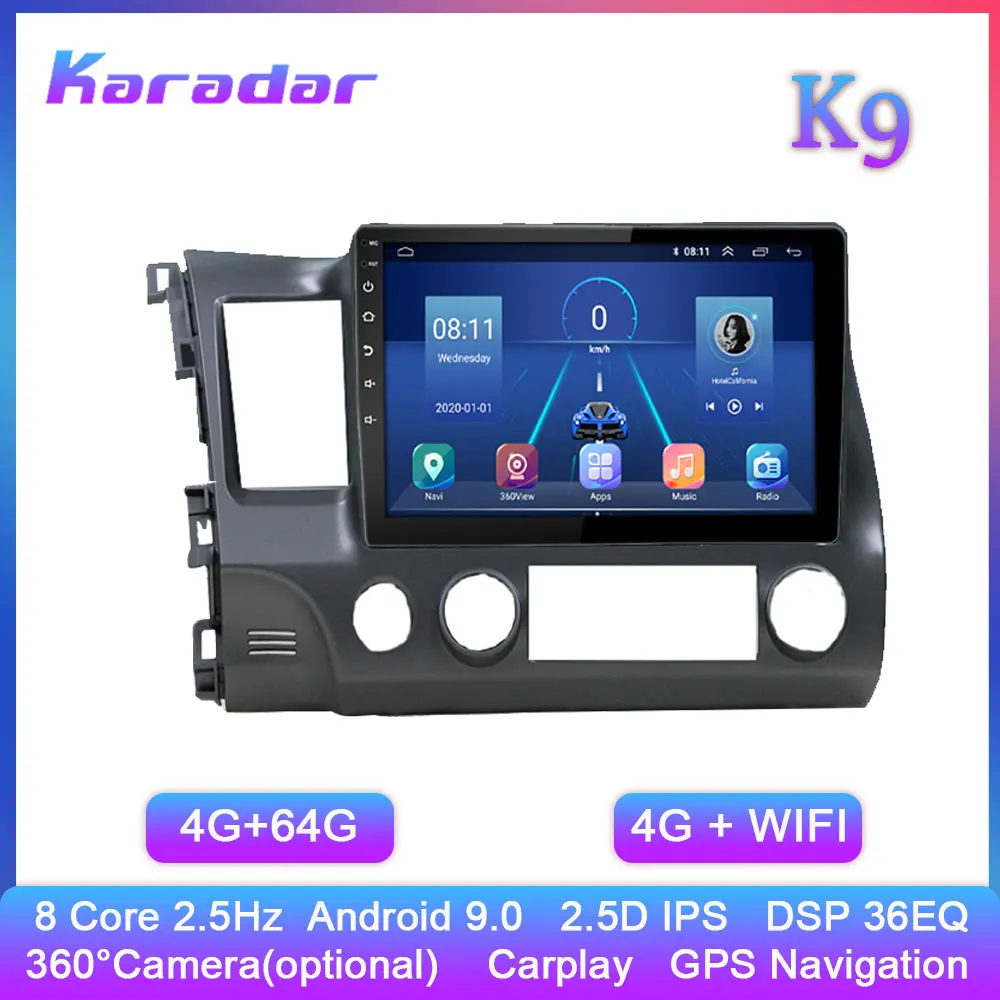 

Car Radio Android for Honda Civic 2006-2011 Left Driver 2 Din 4G WIFI 8 Core Car DVD GPS Navigation Stereo Multimedia Play
