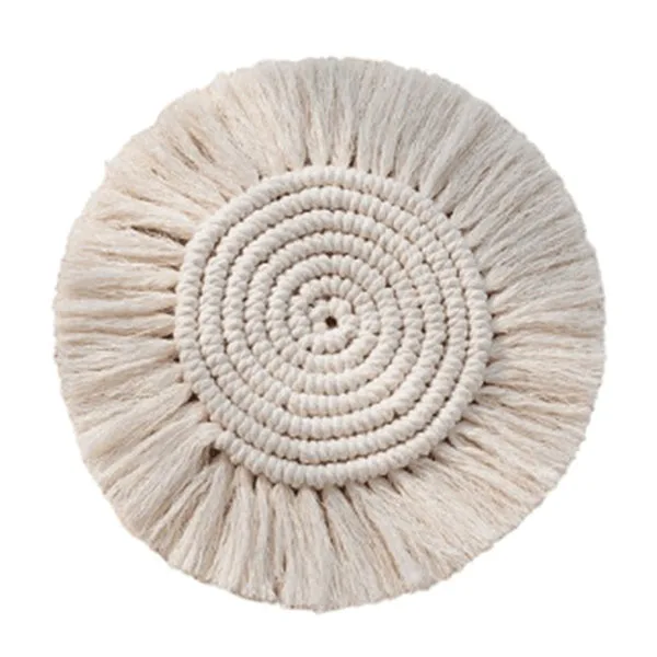 3Pcs 18Cm Round Cotton Coasters Insulation Coffee Pad Placemat Non-Slip Handmade Macrame Cup Cushion Mat For Table |