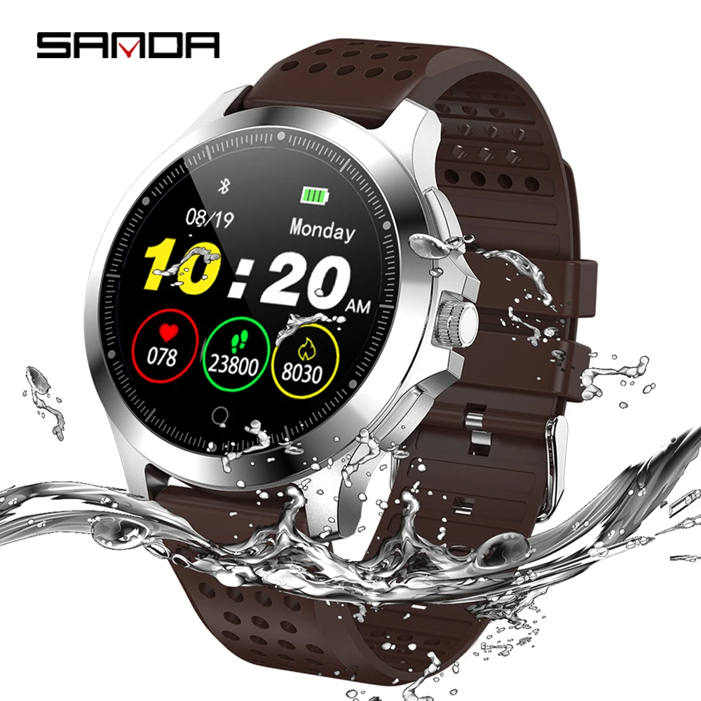 

Смарт-браслет SANDA с кожаным ремешком, пульсометр и мониторинг артериального давления, ЭКГ, многофункциональное напоминание, IP67 водонепрони...