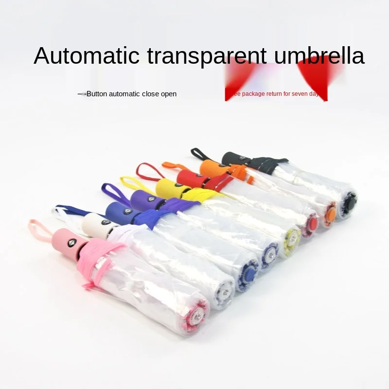 Transparent umbrella, folding umbrella, automatic three-fold umbrella, advertising umbrella that can print advertising logo