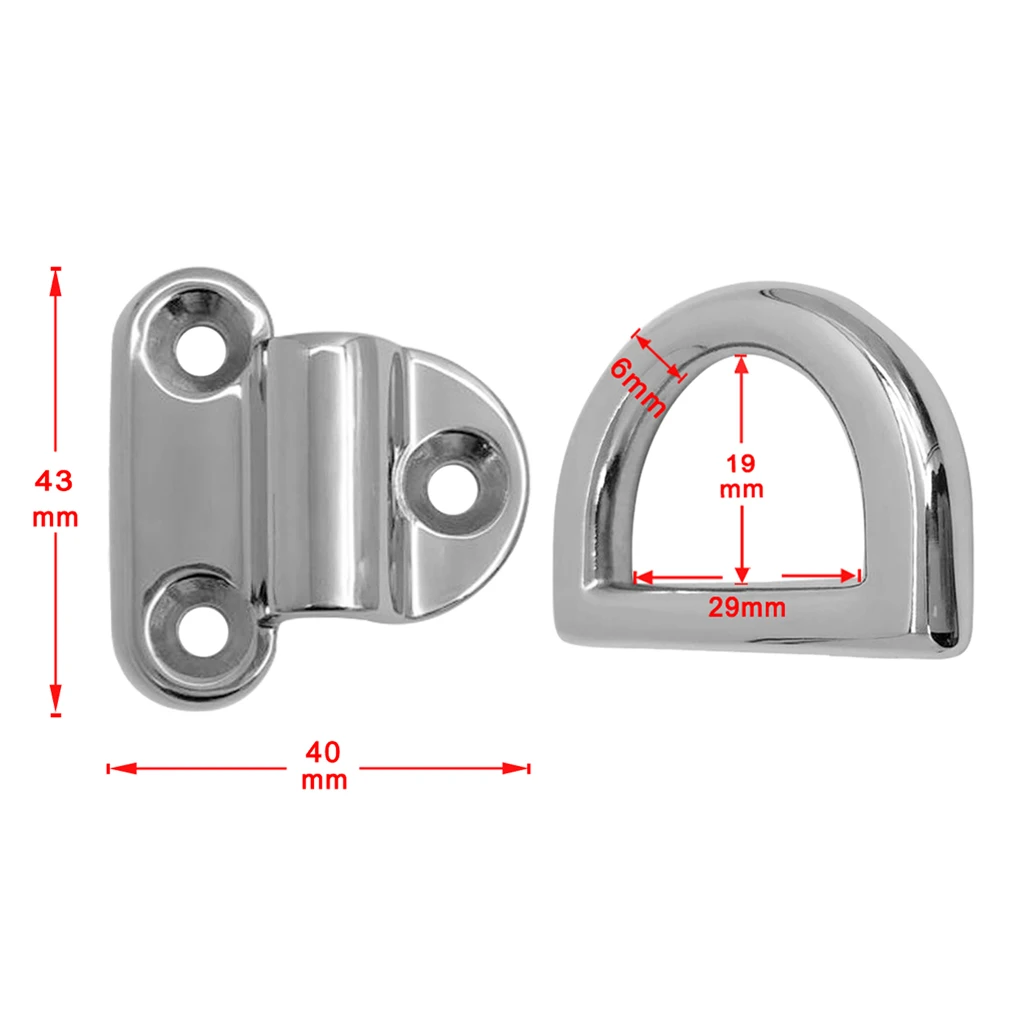 

3pieces Small Folding Pad Eye Deck Lashing Ring Staple Cleat for Boat Marine