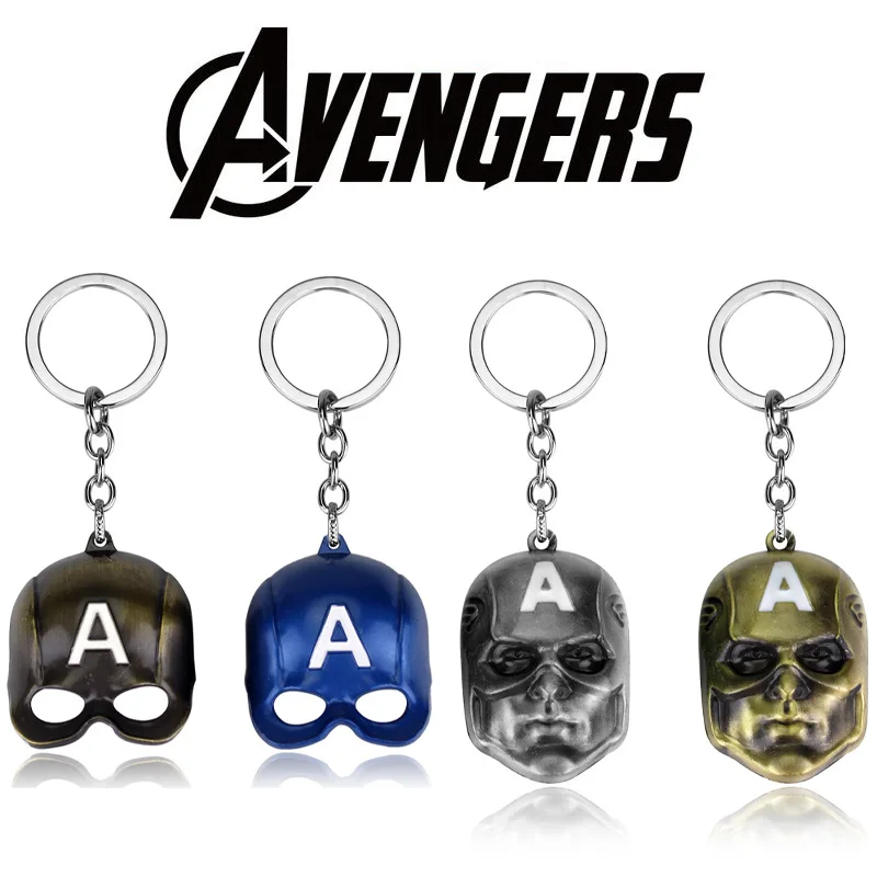 

Marvel Avengers Captain America Mask Shape Car Key Chain Accessories Avatar Pendant Small Gift Creative Keychain