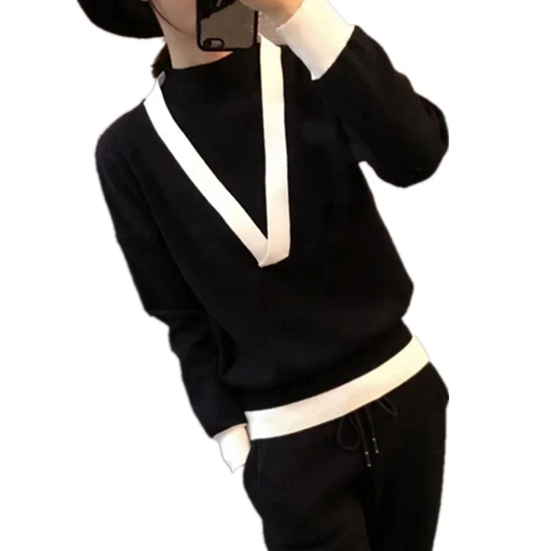 Зимний вязаный свитер размера плюс L-4XL Женский пуловер с воротником средней