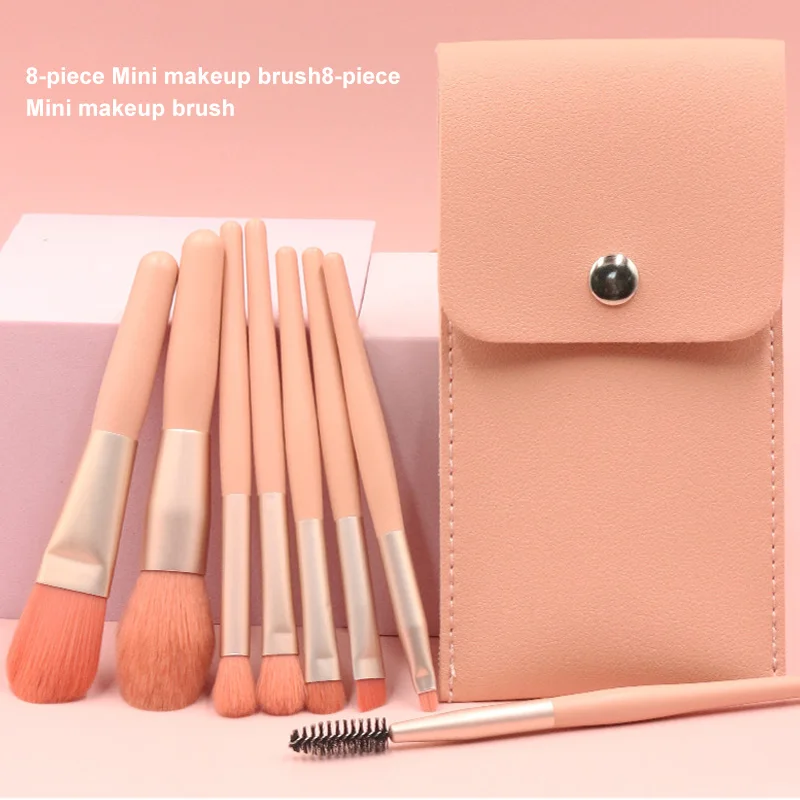 

8PCS/Set Wooden Handle Makeup Brush Skin-Friendly Makeup Brush Evenly Absorb Powder Makeup Puff For Women Facial Makeup Tools