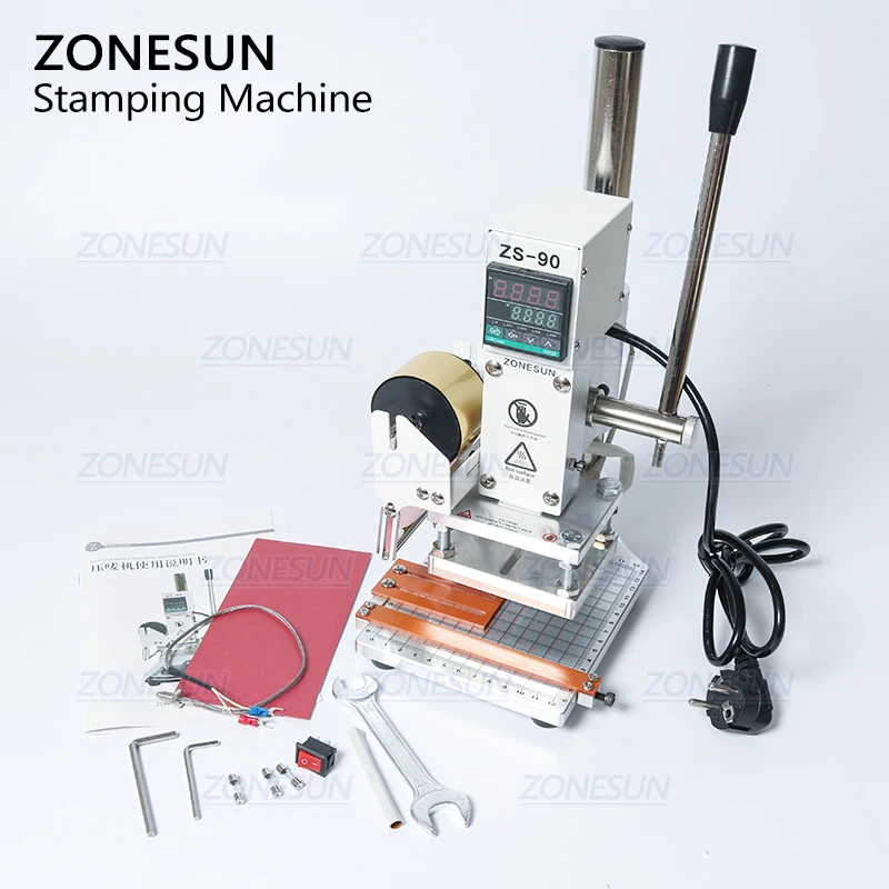 ZONESUN ZS90 новое руководство ПВХ Карта кожаная бумага горячего тиснения фольгой Бронзирующая машина для тиснения термопресс машина пробивной пресс