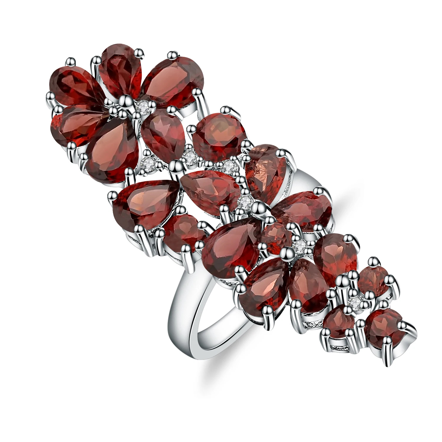 Женское кольцо GEM'S BALLET из серебра 925 пробы с красным гранатом 10.56Ct|Кольца| |