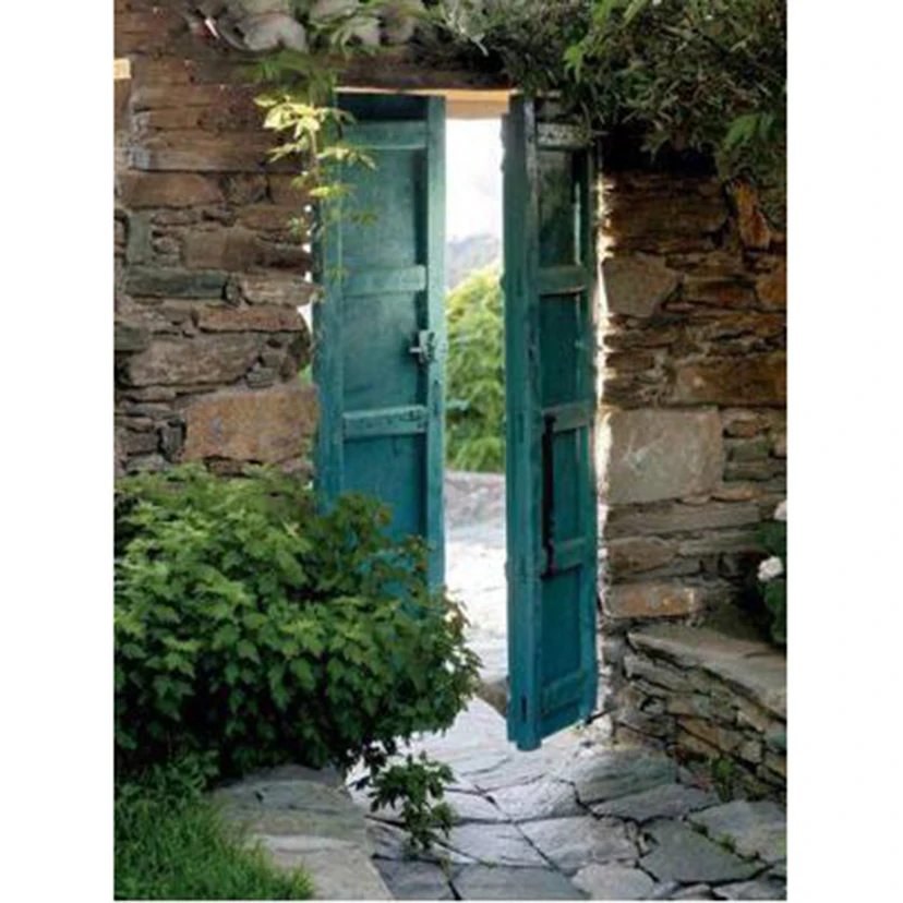 

Diamond Painting 5D DIY Square/Round Diamond Landscape Painting Stone Wall Small Green Door Beautiful View Picture Decor TX776