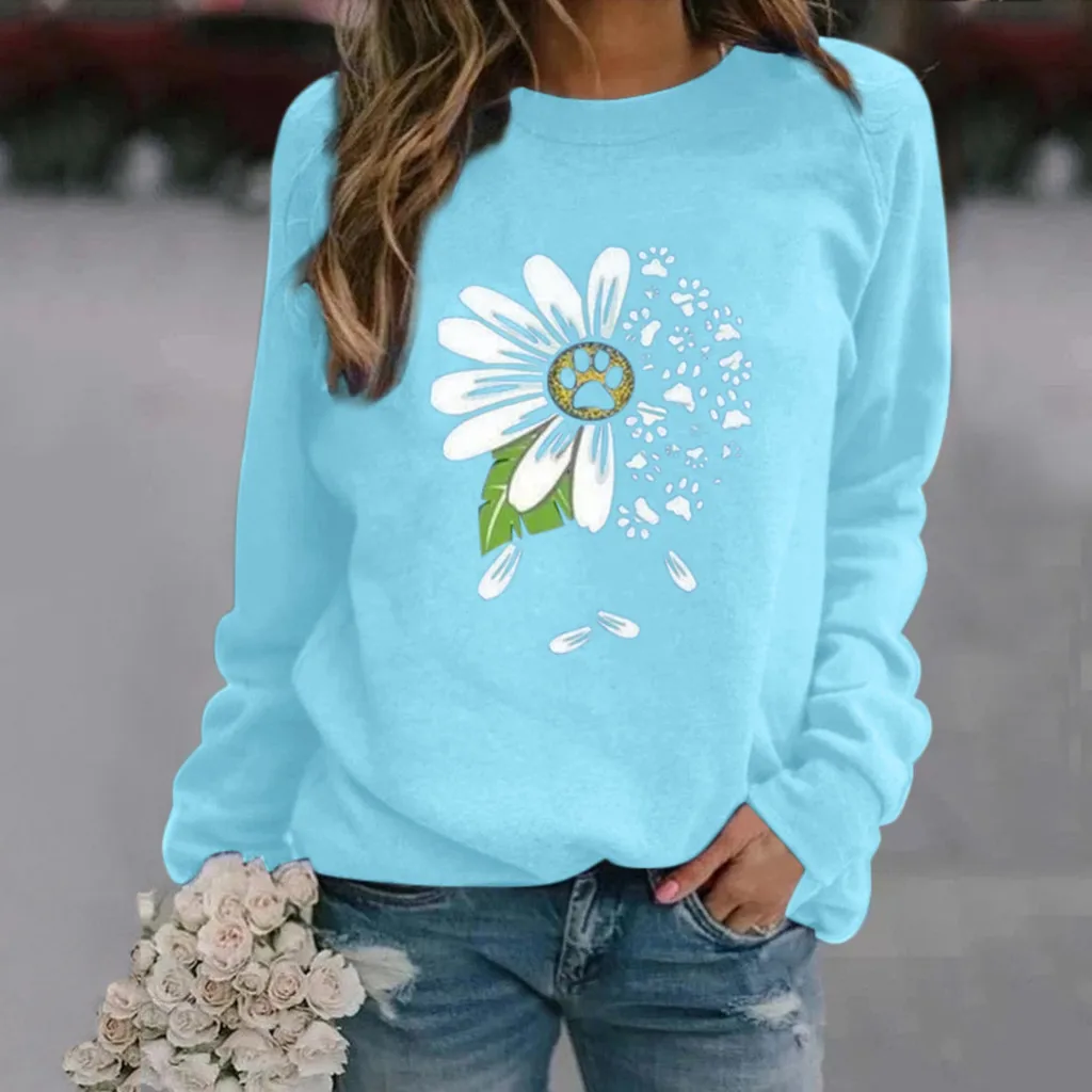 

2021 Fashion Long Sleeves Women Blouses Spring Autumn O-neck Printing Splicing Easy Casual Female Tops