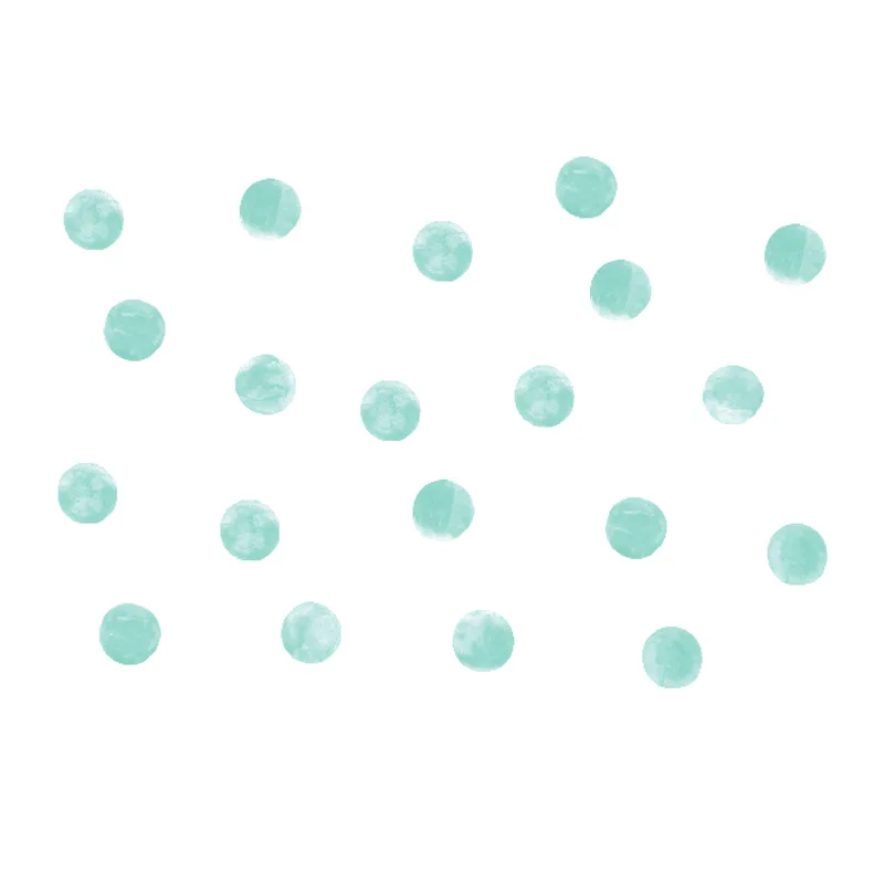 Настенные стикеры в горошек акварельные синие зеленые с кругами рисование