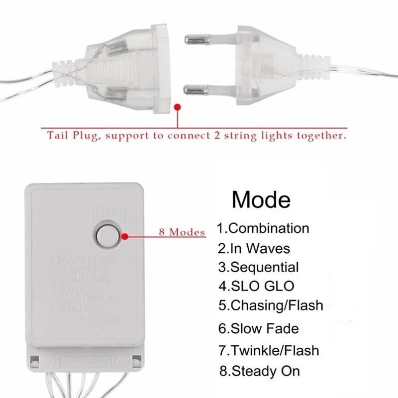 Водонепроницаемый 220 в ЕС штекер капли воды занавес свет Крытый Рождество