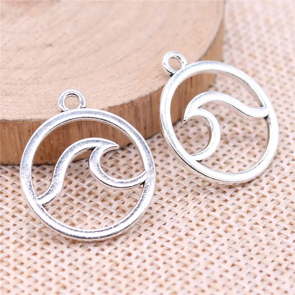 

Waves Charms For Jewelry Making Findings Handmade DIY Craft 10pcs Antique Silver Color 23x20mm