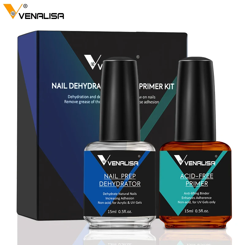 2PC VENALISA 15ml Nail Prep Dehydrator Acid Free Primer Adhesive Desiccant Acrylic Nails Bonder Gel Balancing Oil Skin Solutions