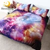 BlessLiving Galaxy Bedding Set Psychedelic Universe Duvet Cover Giraffe Colorful Bedspreads Moon Stars 3-Piece Home Textiles 1
