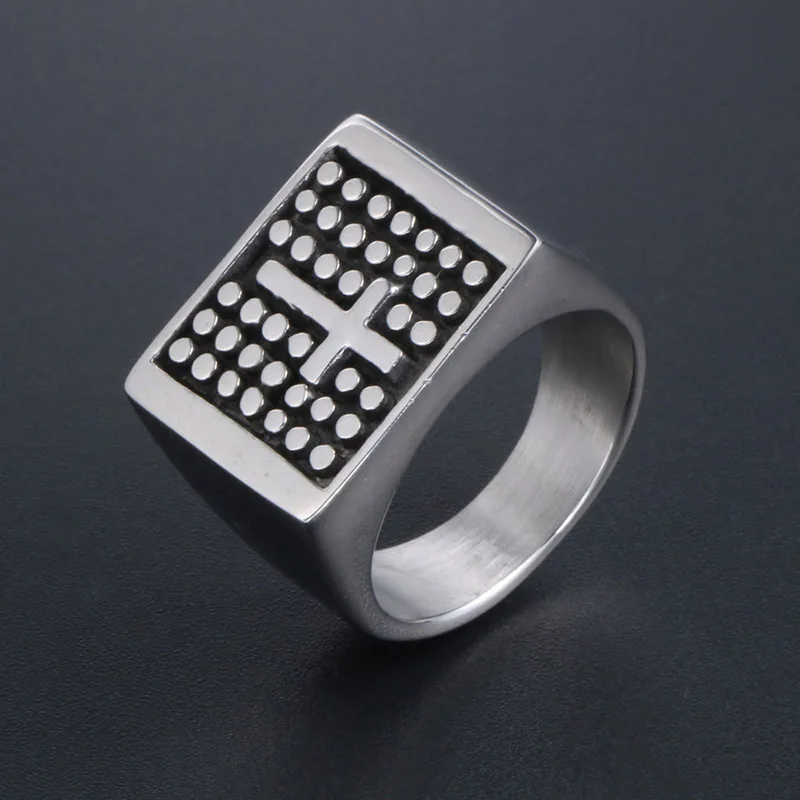 

Retro Polka Dot Cross Pattern Wide Ring Jesus Ring Men's and Women's Gothic Party Jewelry Accessories Birthday Holiday Gifts