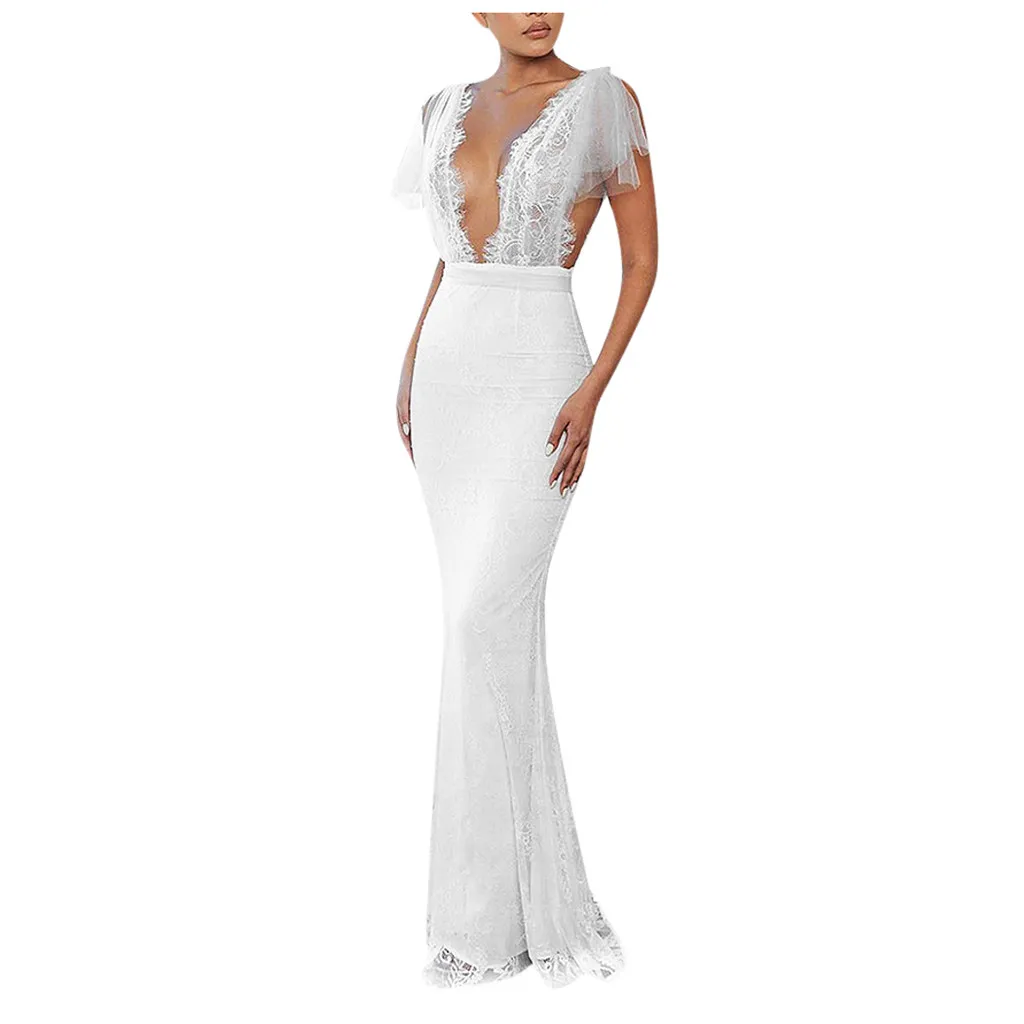 Летнее женское платье с открытой спиной без рукавов v образным вырезом кружевное