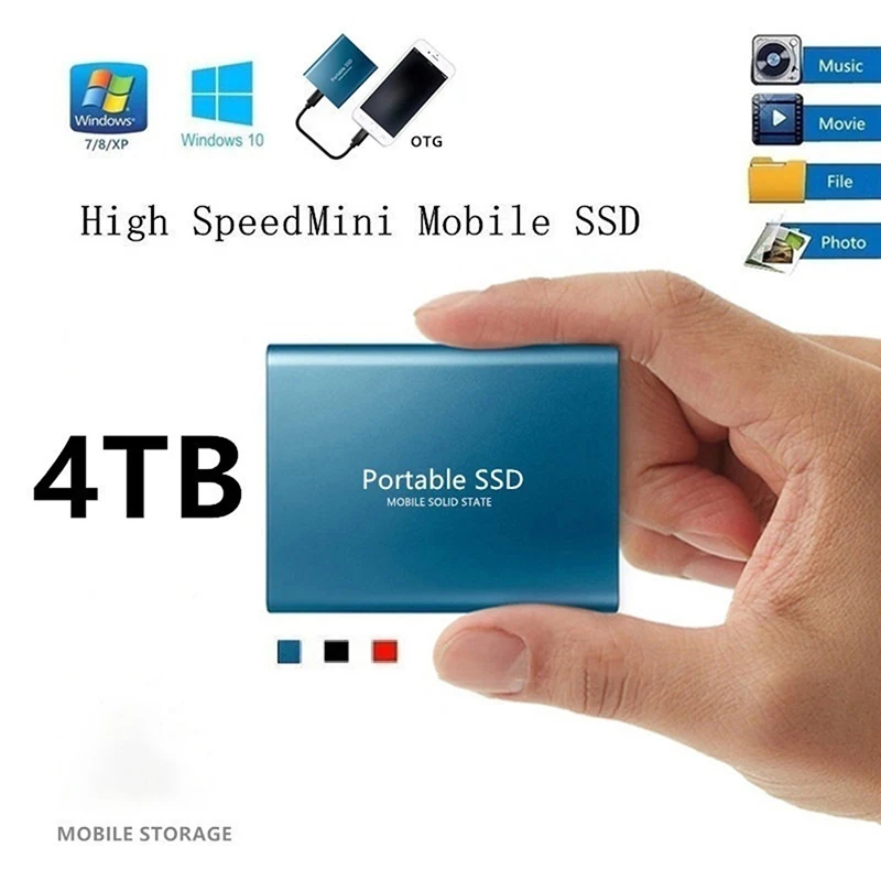 

Портативный твердотельный Накопитель SSD Type C USB3.1, 4 ТБ/телефон, 1 ТБ/500 Гб