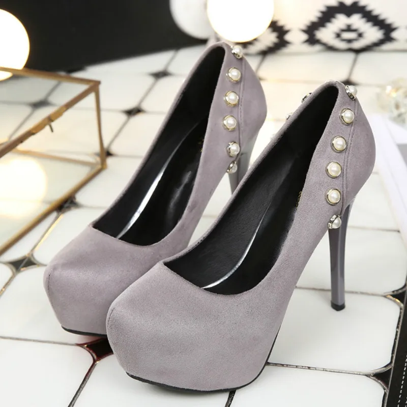 Модные женские туфли на платформе Туфли из флока высоком каблуке для женщин все