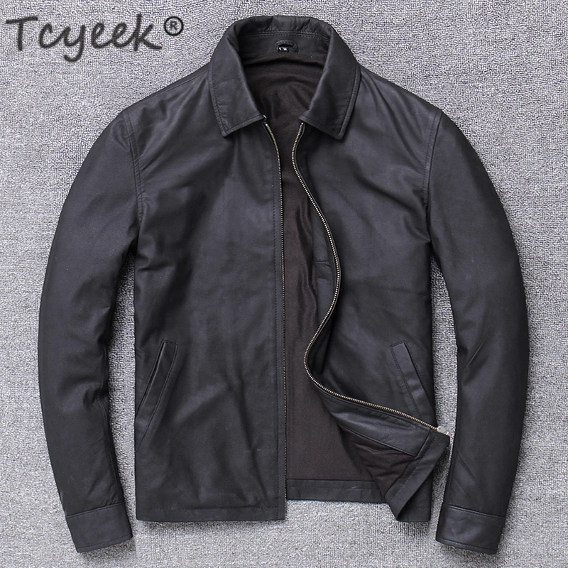 Tcyeek уличная 100% натуральная кожаная куртка для мужчин одежда весны и осени 2020 мото