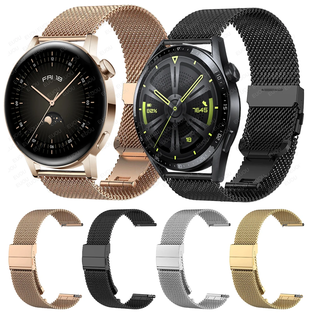 

Metal stainless steel mesh belt Strap For HUAWEI WATCH GT 3 46mm 42mm/GT 2 Pro GT2 Milanese Replacement Band Bracelet Wristband